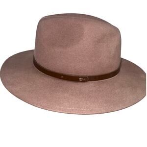 Free People Wool Fedora Rancher Felt Hat Brown Adj Fit Strap Leather Band Unisex
